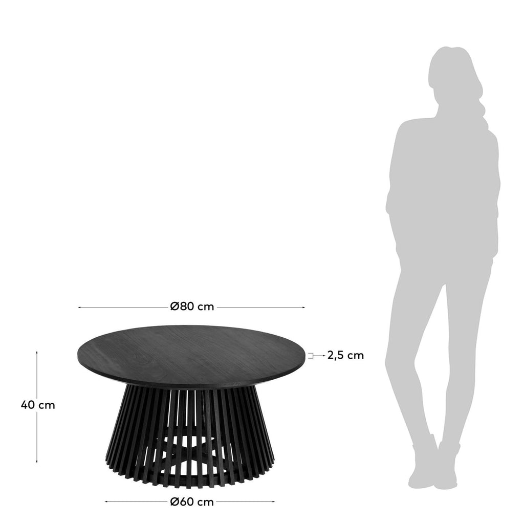 Table basse Jeanette en bois de Mindy noir Ø 80 cm