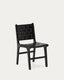 Chaise Calixta en cuir et bois de acajou avec finition noire