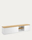Meuble TV Abilen 2 portes et 2 tiroirs placage de chêne et laqué blanc 200x44 cm FSC 100 %