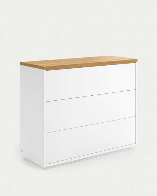 Commode Abilen contreplaqué de chêne et laqué en blanc 90 x 75 cm FSC 100 %