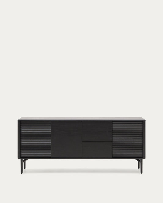 Buffet Lenon 3 portes et 3 tiroirs en bois et placage de chêne noir 200x86cm FSC Mix Credit