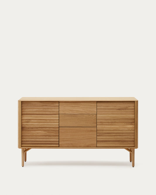 Buffet Lenon 2 portes et 3 tiroirs bois et placage chêne 155 x 86 cm FSC MIX Credit