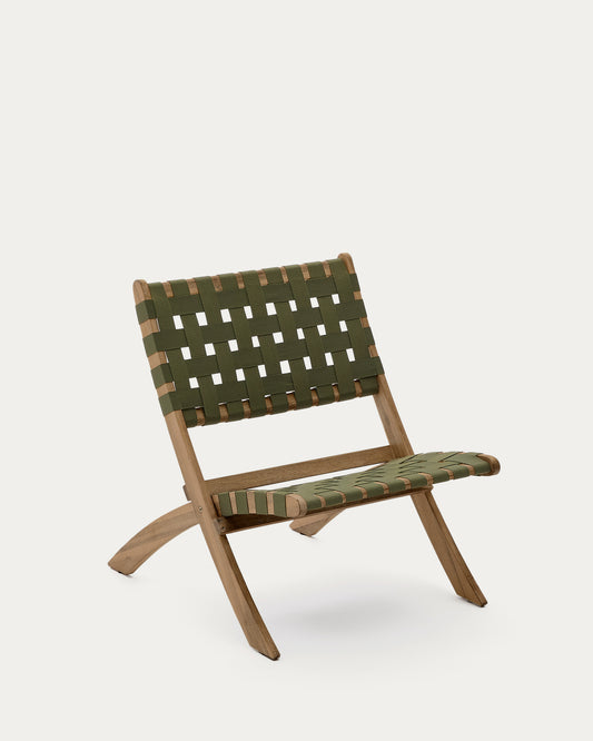 Fauteuil pliable Chabeli bois d'acacia et corde verte FSC 100 %
