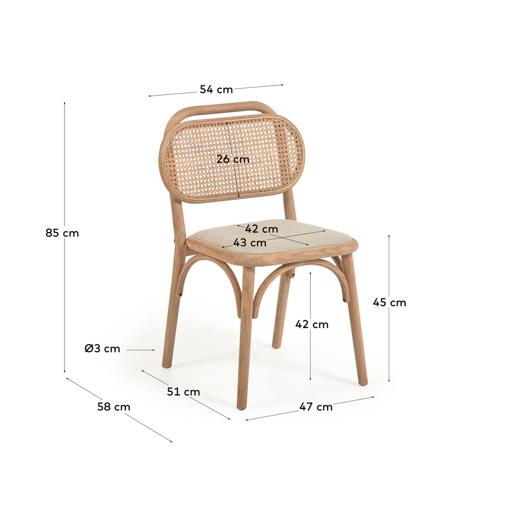 Doriane solid oak chair with natural finish and upholstered seat FSC Mix Credit