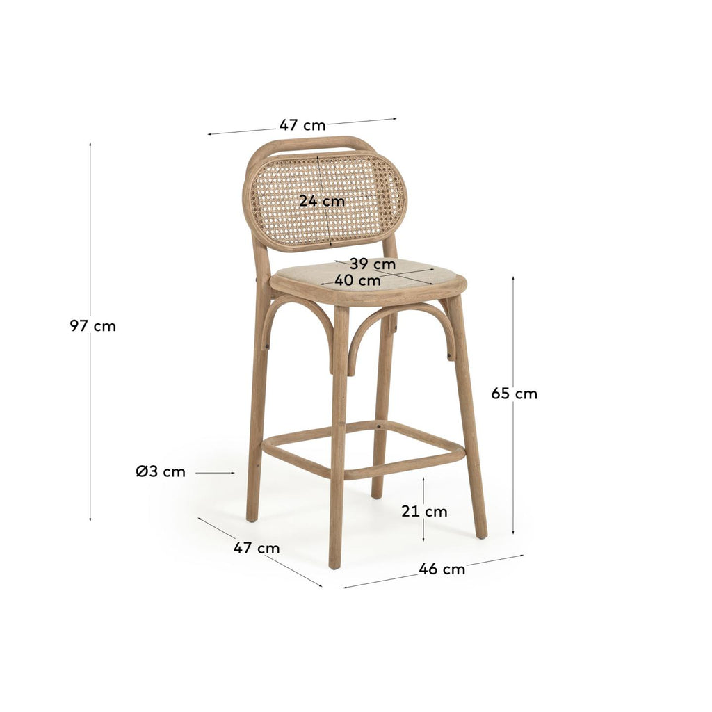 Tabouret Doriane bois de chêne finition naturelle 65 cm siège avec revêtement FSC Mix Credit