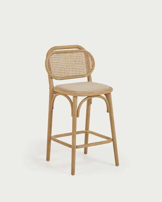 Tabouret Doriane bois de chêne finition naturelle 65 cm siège avec revêtement FSC Mix Credit