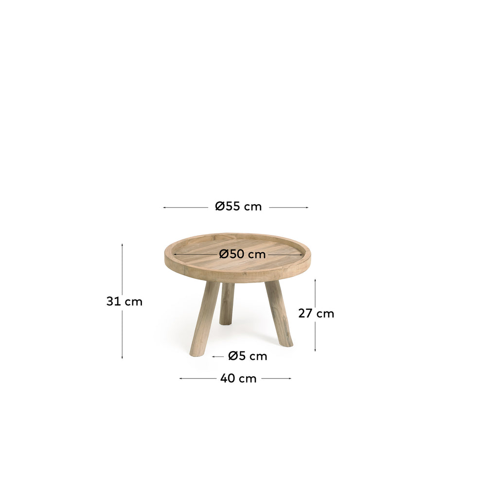 Glenda round solid teak wood coffee table, Ø 55 cm