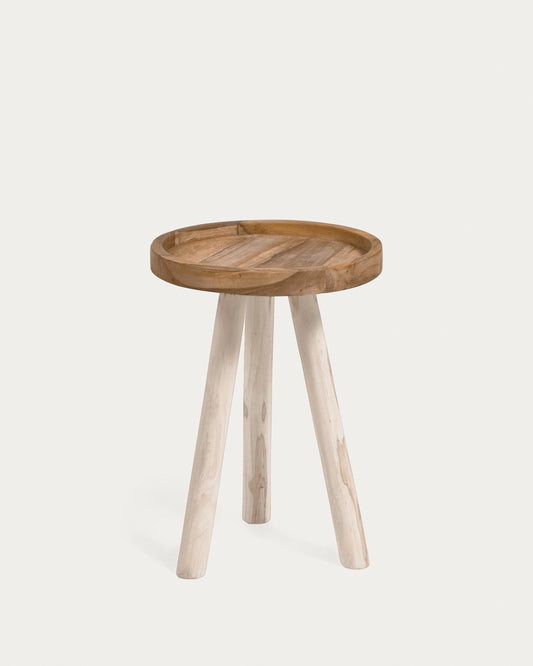 Table d'appoint ronde Glenda en bois de teck Ø 35 cm