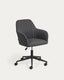 Chaise de bureau Madina gris foncé et pieds en acier noir mat