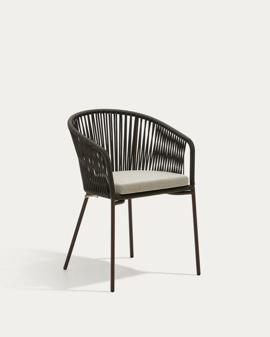 Chaise Yanet en corde verte et pieds en acier galvanisé