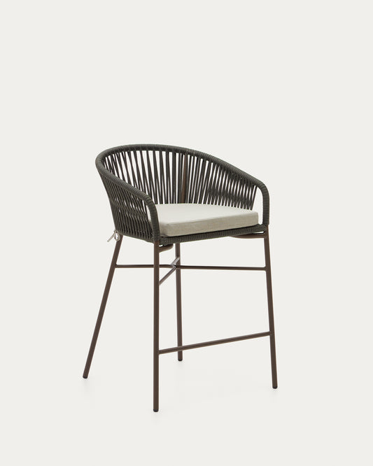 Tabouret Yanet en corde verte et acier galvanisé, hauteur 65 cm