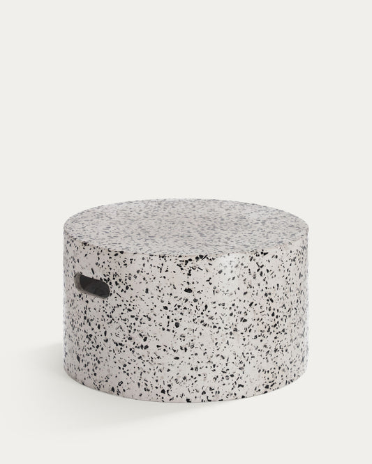 Table basse de jardin Jenell en terrazzo blanc de Ø 52 cm
