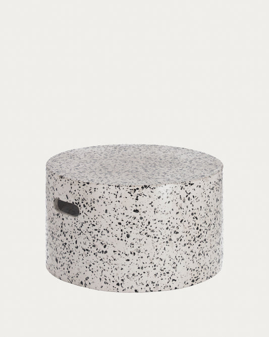Table basse de jardin Jenell en terrazzo blanc de Ø 52 cm