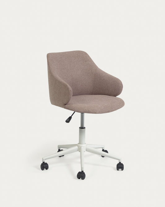 Chaise de bureau Einara rose et pieds en acier blanc mat