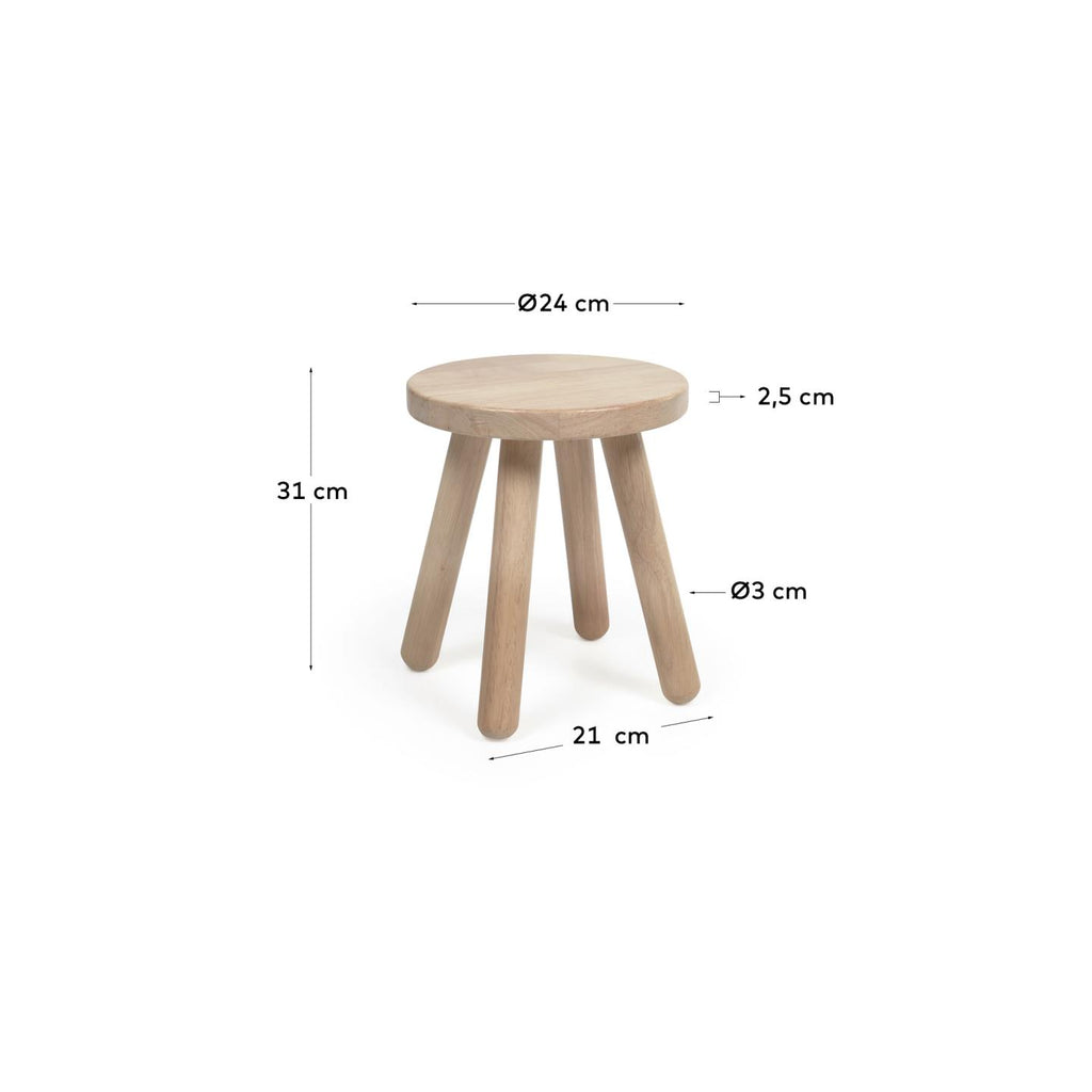 Tabouret enfant Dilcia bois d'hévéa hauteur 31 cm