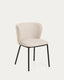 Chaise Ciselia ignifuge chenille beige et bois de frêne finition ton naturel FSC Mix Credit