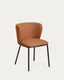 Chaise Ciselia ignifuge en chenille épaisse terracotta et pieds en acier avec finition noire FSC Mix Credit