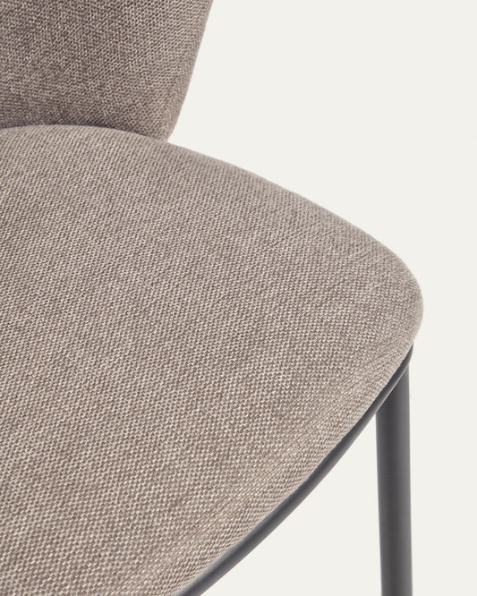 Ciselia chair in light brown chenille and steel legs with black finish FSC Mix Credit