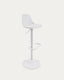 Tabouret Orlando - T en polyuréthane blanc et acier blanc mat 60-82 cm