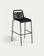 Tabouret Lambton en corde noire et acier finition noire hauteur 74 cm