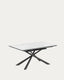 Table extensible Theone en grès cérame blanc et pieds en acier noir 160 (210) x 90 cm