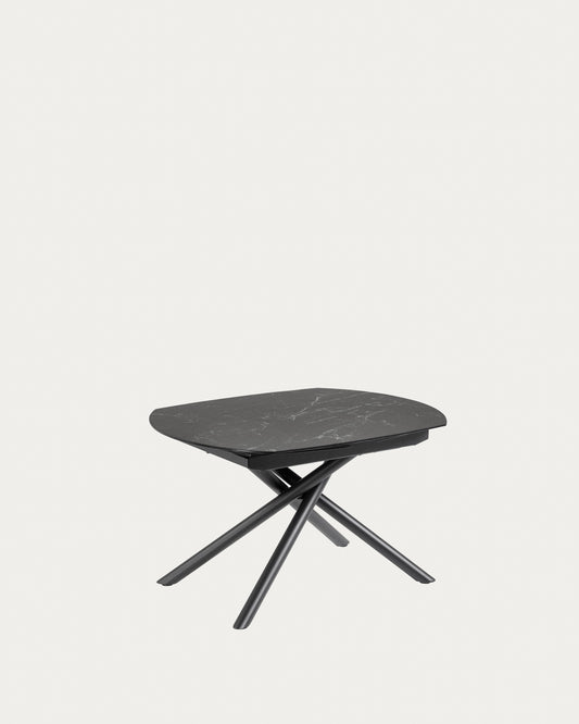 Table extensible Yodalia 130 (190) x 100 cm plateau en grès cérame et pieds en acier noir