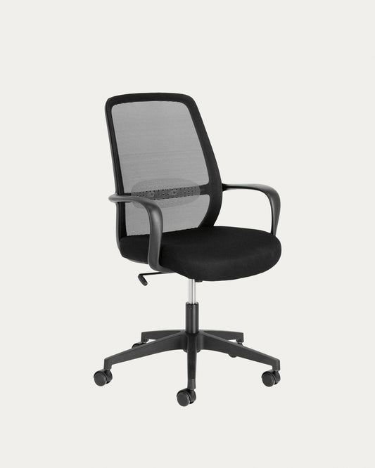 Chaise de bureau Melva noir et pieds en acier noir