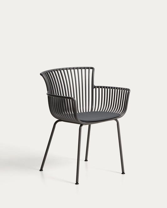 Chaise d’extérieur Surpika avec pieds en acier graphite