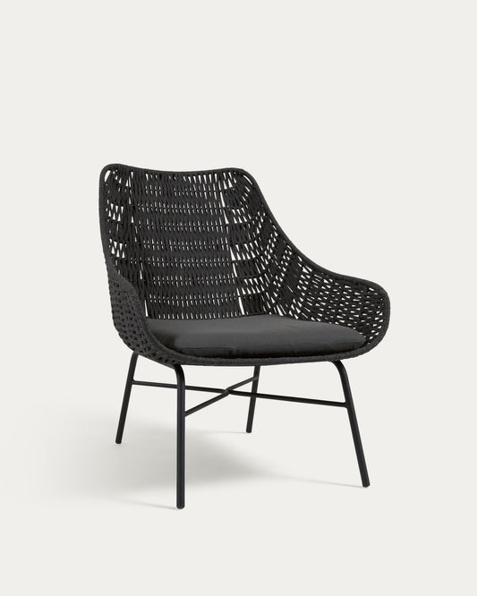 Fauteuil Abeli en corde noir
