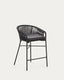 Tabouret Yanet en corde noire et acier galvanisé, hauteur 65 cm