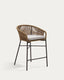 Tabouret Yanet en corde beige et acier galvanisé, hauteur 65 cm