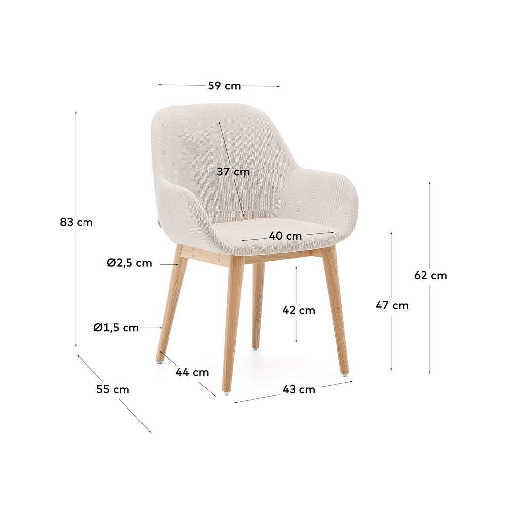 Konna chair in beige with solid ash wood legs in a natural finish