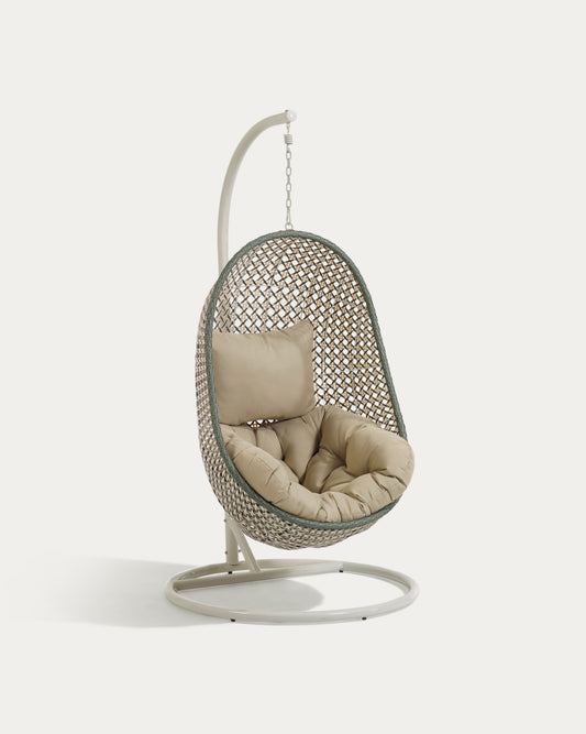Hanging armchair with light grey Cira multicolour base