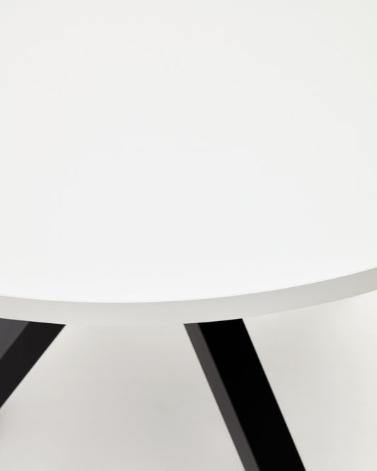 Table ronde Argo en mélaminé blanc et pieds en acier finition noire Ø 120 cm