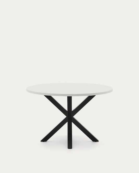 Table ronde Argo en mélaminé blanc et pieds en acier finition noire Ø 120 cm