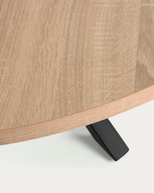 Table ronde Argo en mélaminé naturel et pieds en acier finition noire Ø 119 cm