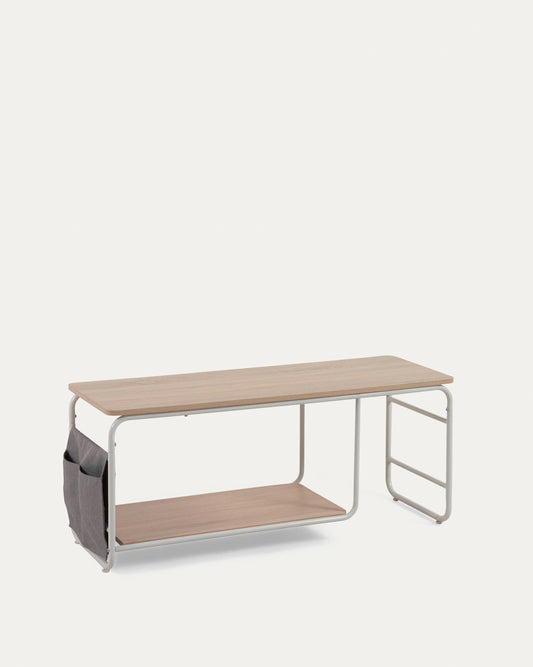 Meuble TV Yamina en mélaminé et acier peint en blanc 110 x 46 cm