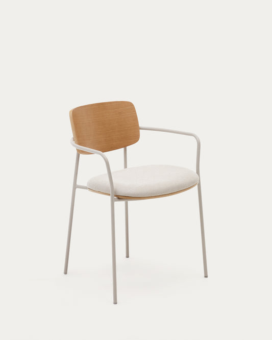 Chaise empilable Maureen en contreplaqué de peuplier finition couleur claire et pieds métal beige FSC 100 %
