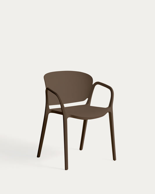 Chaise empilable d’extérieur Ania marron foncé