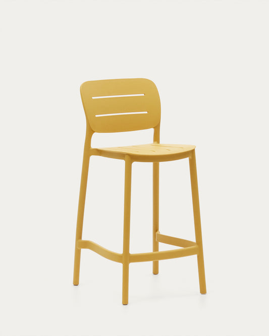 Tabouret d'extérieur Morella en plastique moutarde hauteur 65 cm