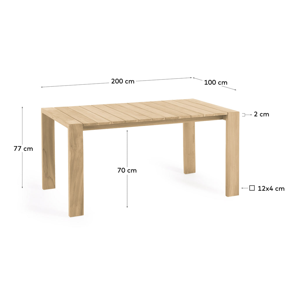 Table de jardin Victoire en bois de teck 200 x 100 cm