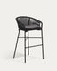 Tabouret Yanet en corde noire et acier galvanisé, hauteur 80 cm