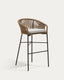 Tabouret Yanet en corde beige et acier galvanisé, hauteur 80 cm