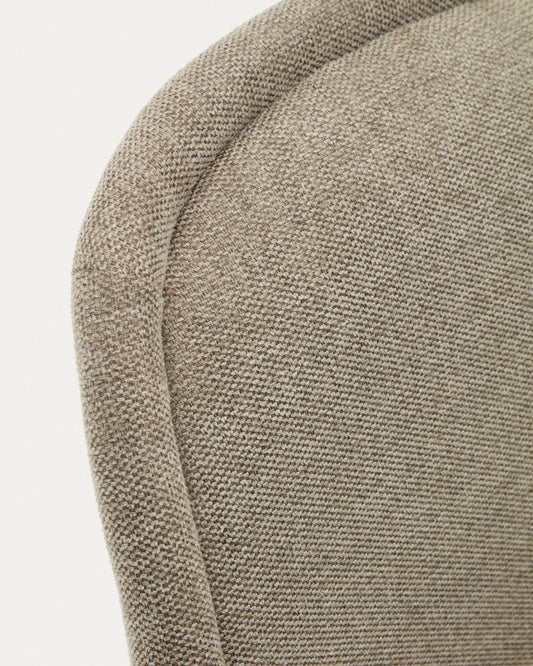 Aimin chair in brown chenille and steel legs with a matte black painted finish