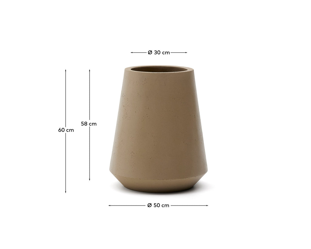 Cache-pot Calun en ciment beige Ø 50 cm