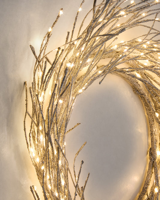 Bria luminous silver-coloured wreath, Ø 60 cm
