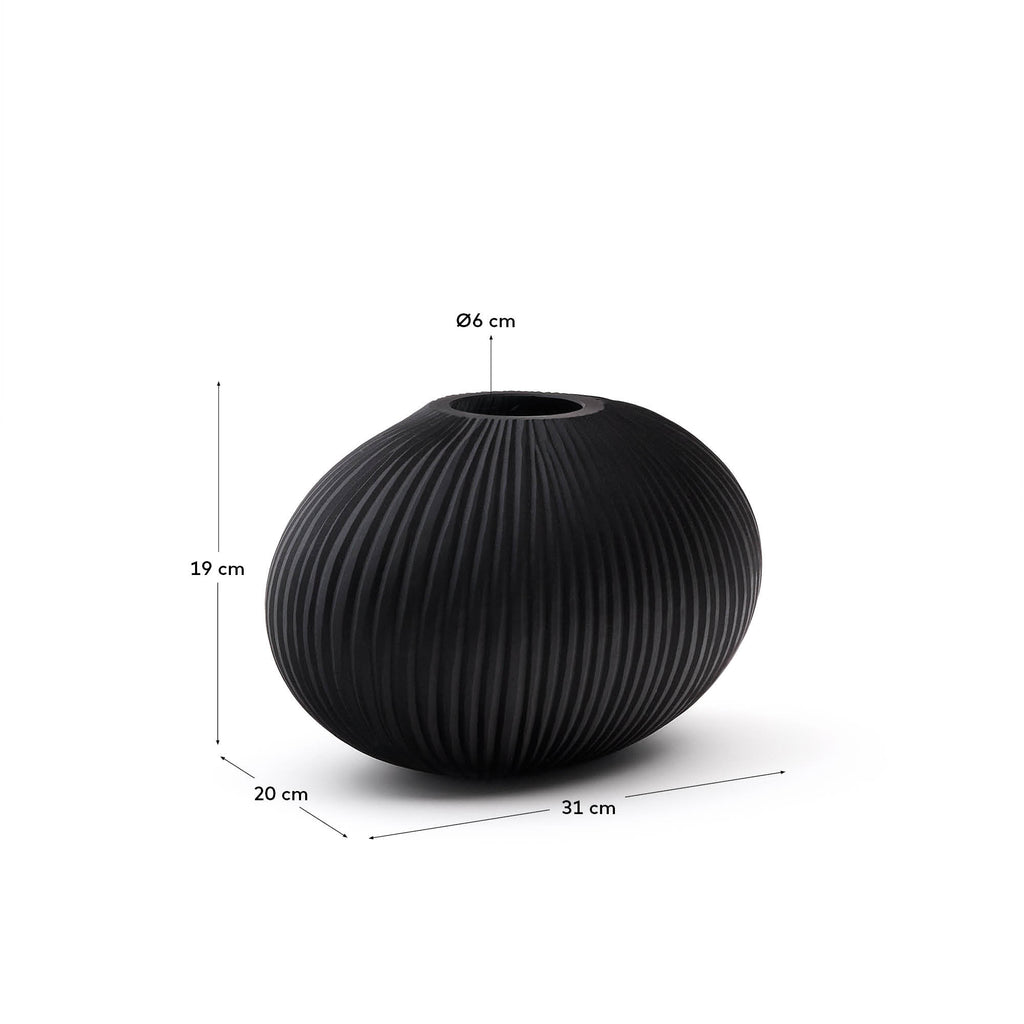 Vase Nivra en verre gris foncé 19 cm