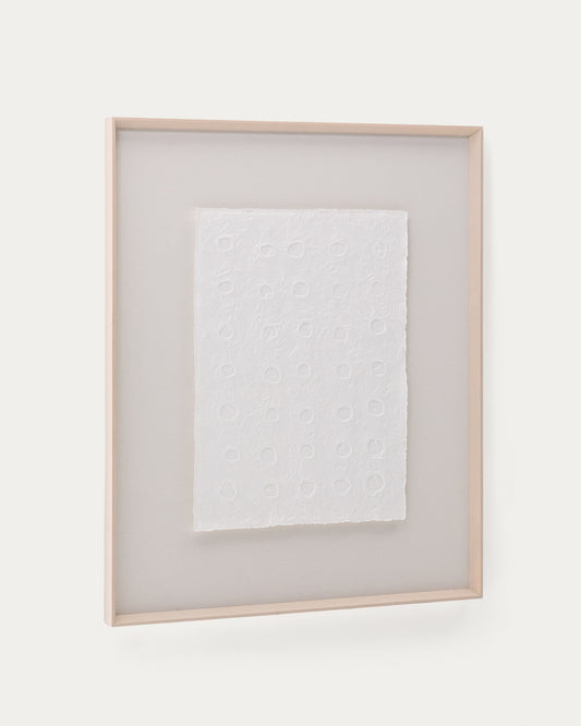 Tableau abstrait Olvin en papier recyclé blanc avec reliefs faits à la main 104 x 124 cm