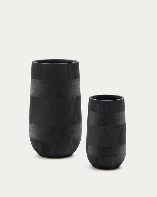 Ensemble de 2 cache-pots Tival effet ciment noir Ø 45 cm