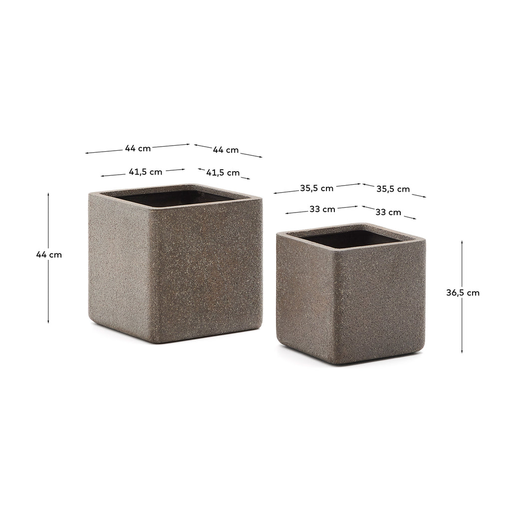 Set de 2 cache-pots Minoa avec effet pierre marron 44 x 44 cm